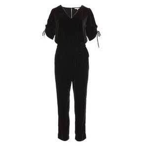 Revolve Gold Hawk Date Night Jumpsuit Silk Blend Velvet Medium Black NWT